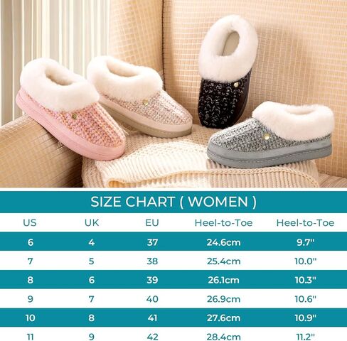 شبشب نسائي من HomeTop مصنوع من إسفنج ميموري فوم مريح مع ياقة مخملية غامقة in Kuwait