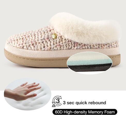 شبشب نسائي من HomeTop مصنوع من إسفنج ميموري فوم مريح مع ياقة مخملية غامقة in Kuwait