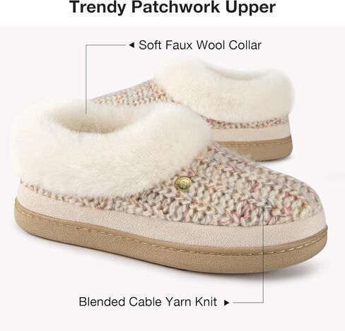 شبشب نسائي من HomeTop مصنوع من إسفنج ميموري فوم مريح مع ياقة مخملية غامقة in Kuwait