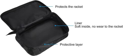 PATIKIL 11" x 7" Ping Pong Paddle Case, Table Tennis Racket Case Soft Cover Container Bag for Sports Accessories, Black in Saudi Arabia