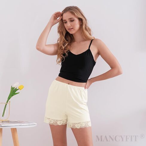 MANCYFIT Pettipants للنساء نصف زلة Culotte شورت تنورة مقسمة دانتيل قص 4 بوصة درزة داخلية in Kuwait