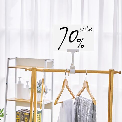 Suzile 4 Pcs 11 x 7 Inch Acrylic Sign Holder with Clamp Clip on Double Head Swivel Sign Rotating Price Holder Display White Erasable Merchandise Sign Display Clip for Supermarket Business Store in Kuwait