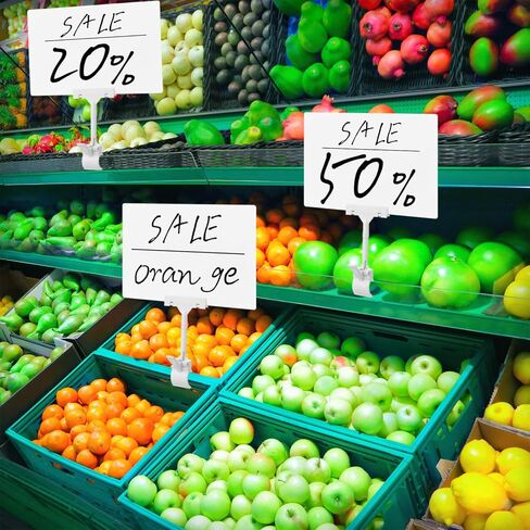 Suzile 4 Pcs 11 x 7 Inch Acrylic Sign Holder with Clamp Clip on Double Head Swivel Sign Rotating Price Holder Display White Erasable Merchandise Sign Display Clip for Supermarket Business Store in Kuwait