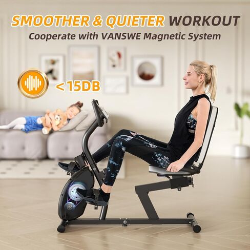 VANSWE Recumbent Exercise Bike for Adults Seniors - Recumbent Bikes for Home with Magnetic Resistance, Bluetooth and App Connectivity, Pulse Sensor in Saudi Arabia