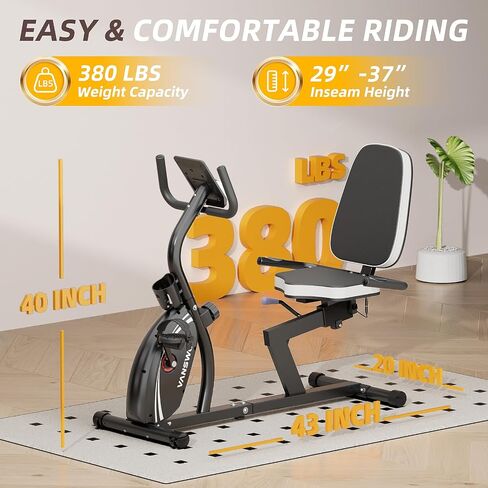VANSWE Recumbent Exercise Bike for Adults Seniors - Recumbent Bikes for Home with Magnetic Resistance, Bluetooth and App Connectivity, Pulse Sensor in Saudi Arabia