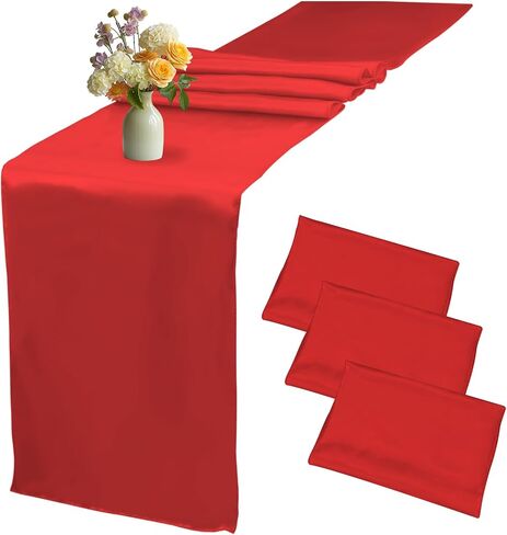 Table Runner, Gold Table Runner, 3 PCS Satin Table Runner, Table Runner for Party, 12 x 108 Inch Silk Wedding Table Runners for Halloween, Fall, Birthday, Banquets, Graduations, Gold Party Decoration in Kuwait