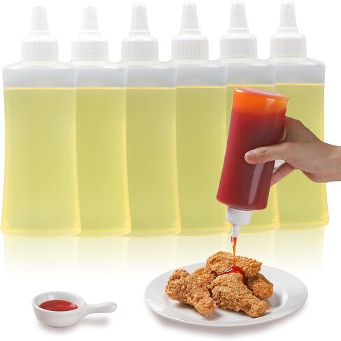 6 Pack Squeeze Bottles for Sauces Condiment Squeeze Bottles for Salad Dressing Ketchup Oil Liquids 180ml/6oz Plastic Squirt Bottle in Kuwait