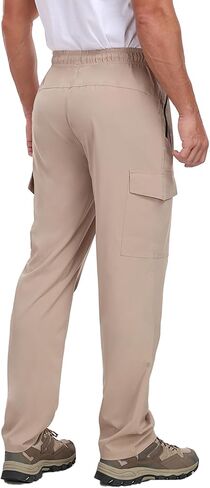Men's Hiking Pants UPF 50+ Cargo Quick Dry Water Resistant Elastic Waist Zip Pockets Travel Work Lightweight Running in Kuwait