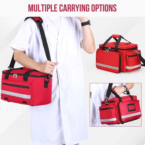 Medical Bag Empty First Aid Bag Home Health Nurse Bag Empty First Aid Storage Bag with Detachable Divider Medical Supplies Bag Emergency Responder Trauma Bag for Nursing Student,Therapist,Doctors in Kuwait
