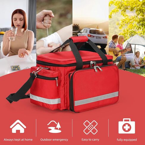 Medical Bag Empty First Aid Bag Home Health Nurse Bag Empty First Aid Storage Bag with Detachable Divider Medical Supplies Bag Emergency Responder Trauma Bag for Nursing Student,Therapist,Doctors in Kuwait