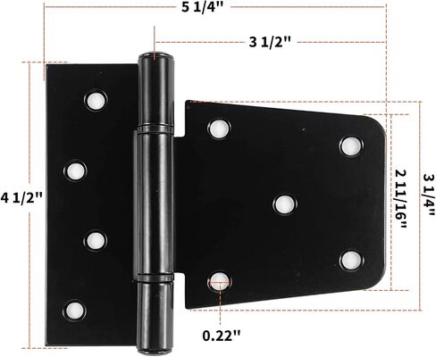 Heavy Duty Gate Hinges 3.5 inch 4 Pack, Black Door Shed Hinges Square Barn Hinges for Shed Barn Wood Fence Gate (Included Screws) in Saudi Arabia