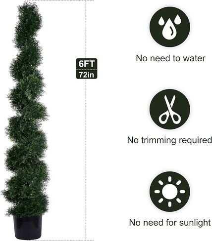 6FT Artificial Spiral Cypress Tree,Topiary Trees Artificial Outdoor-Indoor Outdoor Decor - Plastic Pots - Set of 2 in Saudi Arabia