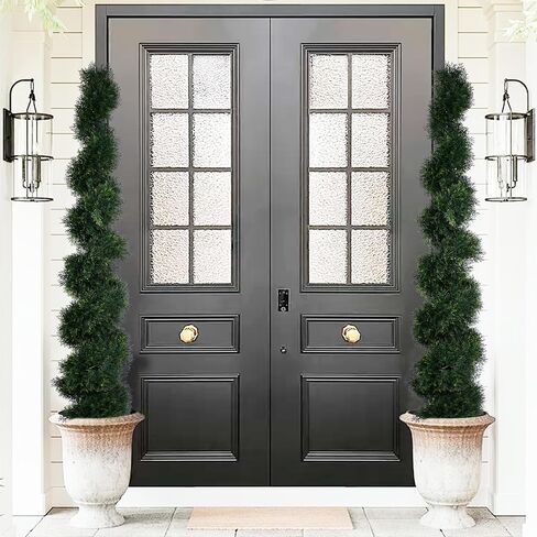 6FT Artificial Spiral Cypress Tree,Topiary Trees Artificial Outdoor-Indoor Outdoor Decor - Plastic Pots - Set of 2 in Saudi Arabia