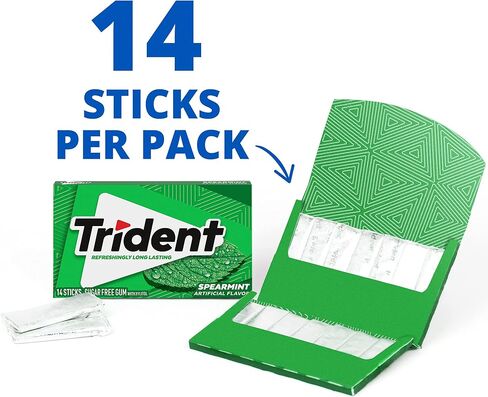 Trident Sugar Free Gum Variety Pack, Spearmint, Perfect Peppermint & Original Flavors, 18 Packs of 14 Pieces (252 Total Pieces) in Saudi Arabia