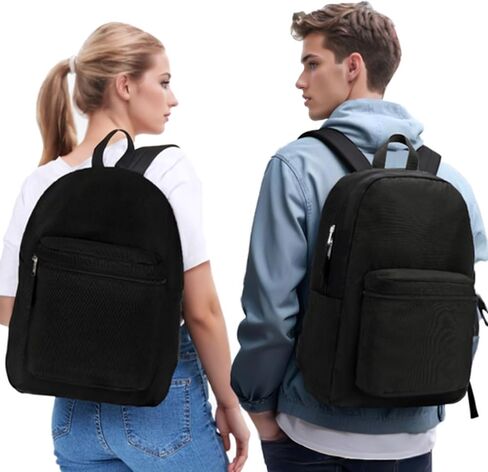 حقيبة ظهر ZORFIN سوداء للسفر للعمل المدرسي: حقيبة كتب خفيفة الوزن للفتيات والفتيان - حقائب ظهر مقاومة للماء للرجال والنساء in Kuwait