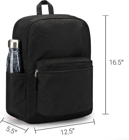 ZORFIN Black Backpack for School Work Travel: Lightweight Bookbag for Girls and Boys - Water Resistant Backpacks for Men and Women in Saudi Arabia