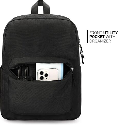 ZORFIN Black Backpack for School Work Travel: Lightweight Bookbag for Girls and Boys - Water Resistant Backpacks for Men and Women in Saudi Arabia