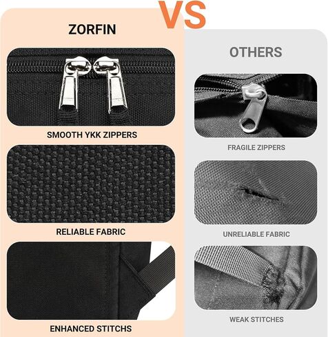 ZORFIN Black Backpack for School Work Travel: Lightweight Bookbag for Girls and Boys - Water Resistant Backpacks for Men and Women in Saudi Arabia