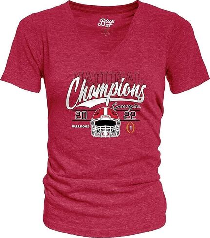 Blue 84 Women's NCAA Officially Licensed Georgia Bulldogs National Champs Triblend T-Shirt 2022-2023 Helmet Black in Saudi Arabia