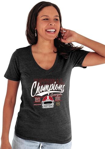Blue 84 Women's NCAA Officially Licensed Georgia Bulldogs National Champs Triblend T-Shirt 2022-2023 Helmet Black in Saudi Arabia
