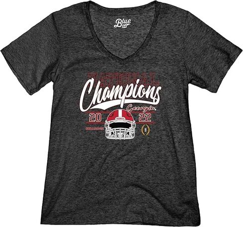 Blue 84 Women's NCAA Officially Licensed Georgia Bulldogs National Champs Triblend T-Shirt 2022-2023 Helmet Black in Saudi Arabia