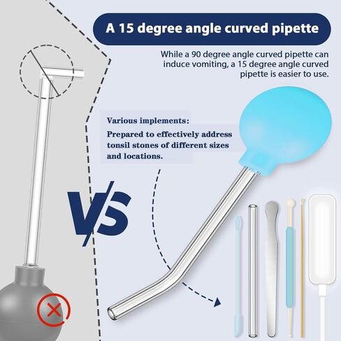 Tonsil Stone Remover Vacuum Tonsil Stone Removal Kit with Light Easy to Use Fight Bad Breath-Azure in Saudi Arabia