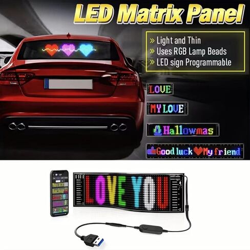 14''x4'', Scrolling led sign for var, USB 5V LED Sign, 20X64 LED Matrix Panel,Business & Store Sign, Bluetooth App Control Programmable Text,Animation for Cars,Taxis,Stores, Indoor,Outdoo,Party, Bar, Hotel, Concert ,Festival sgin in Saudi Arabia