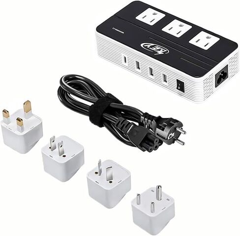 محول جهد 230 وات من 220 فولت إلى 110 فولت ومحول سفر دولي/محول طاقة مع منفذ USB C 18 وات - [يستخدم لأجهزة الولايات المتحدة الأمريكية في الخارج في أوروبا وأستراليا والمملكة المتحدة وأيرلندا والمزيد] in Kuwait