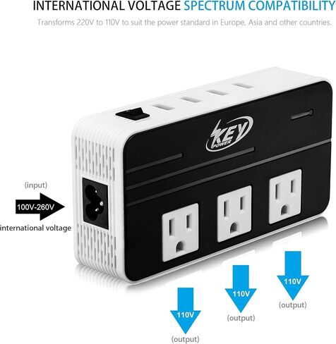 محول جهد 230 وات من 220 فولت إلى 110 فولت ومحول سفر دولي/محول طاقة مع منفذ USB C 18 وات - [يستخدم لأجهزة الولايات المتحدة الأمريكية في الخارج في أوروبا وأستراليا والمملكة المتحدة وأيرلندا والمزيد] in Kuwait