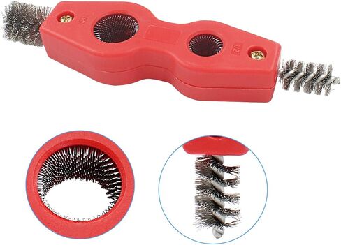 Hordion 4-in-1 Copper Pipe Cleaner, 1/2" & 3/4" Deburring Brush Inner & Outer Thread Cleaner Tool Copper Cleaning Brush for Brazing Plumbing Soldering (Black, Red) in Saudi Arabia