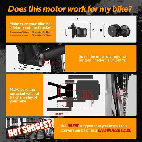 Bafang Electric Bike Conversion Kit Mid Motor BBS-HD 48 V 1000 W Motor Accessories Display Optional Kit Downtube Battery in Kuwait