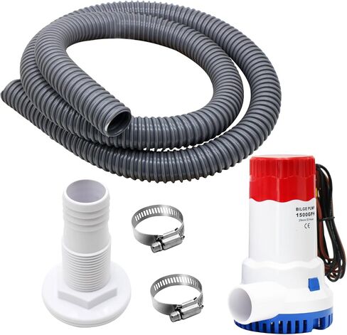 MAKERELE Bilge Pump 1-1/8-Inch Bilge Pump Hose Plumbing Kit Contains 6 FT Premium PVC Hose as well as 2 Hose Clamps and One Thru-Hull Fitting in Saudi Arabia