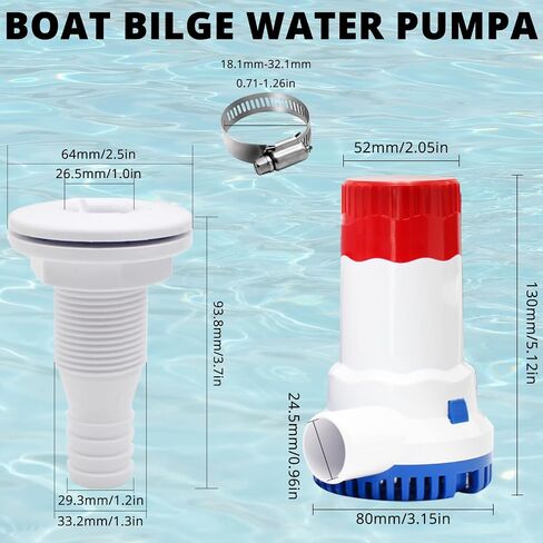 MAKERELE Bilge Pump 1-1/8-Inch Bilge Pump Hose Plumbing Kit Contains 6 FT Premium PVC Hose as well as 2 Hose Clamps and One Thru-Hull Fitting in Saudi Arabia