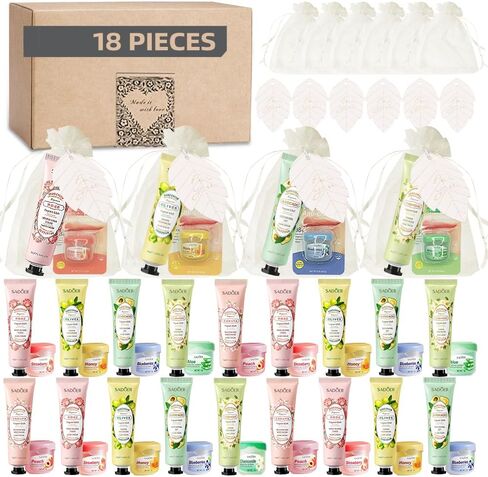 36 PACKS Wedding Hand Cream Lip Balm Bulk Set for Guests, Bridal Shower Favors Include Hand Lotion, Lip Balm, Thank You Tags and Organza Bags (7 flavor) in Saudi Arabia