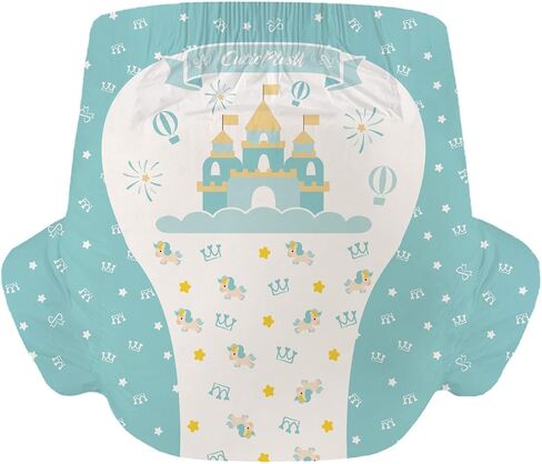CutiePlusU Adult Diapers 10 Pieces, Disposable Incontinence Briefs with Tabs for Women and Men, Maximum Overnight Absorbency- Castle Prince (Large 37"-47") in Saudi Arabia