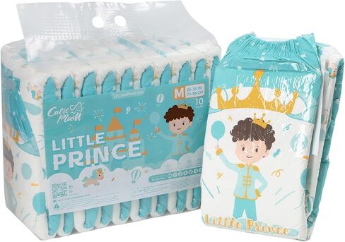 CutiePlusU Adult Diapers 10 Pieces, Disposable Incontinence Briefs with Tabs for Women and Men, Maximum Overnight Absorbency- Castle Prince (Large 37"-47") in Saudi Arabia