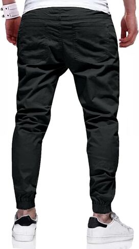 بنطال LVCBL للرجال من Cargo Jogger، سروال برباط الخصر للاستخدام الخارجي مع جيوب، أسود، 3XL in Kuwait