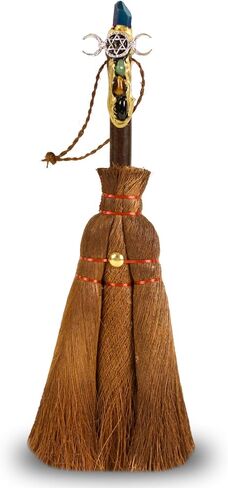 Witches Broom Wiccan Decor, Witch Natural Crystals Magic Broom, Wiccan Supplies and Tools, Besom Broom Witchcraft Supplies Wiccan Altar Pagan Altar Supplies, Halloween Present for Witches in Saudi Arabia