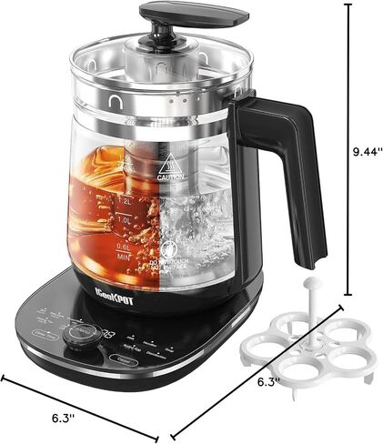 Hot Tea Maker Glass Electric Kettle with Infuser and Temperature Control,1.5L Stainless Steel 1200W Rapid Boiling,Programmable Control for your Favorite Teas and Coffee,Black in Kuwait