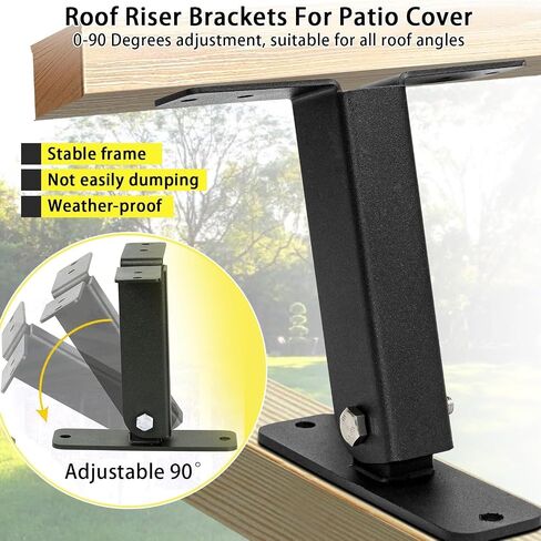 Roof Riser Beam Bracket Kit, Adjustable Heavy Duty Roof Mount Bracket for Wood Patio Cover Pergola Gazebo Canopies in Saudi Arabia