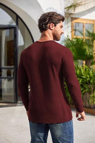 COOFANDY Men's 2Pack Slim Fit Henley Shirts Long Sleeve Lightweight Fashion Casual Cotton Basic T Shirts in Kuwait