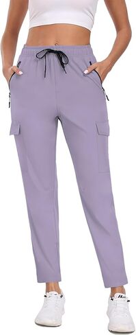 Women's Quick Dry Cargo Pants Water Resistant Hiking Pants Lightweight High Waisted Pants Zipper Pocket QYY24013 in Kuwait