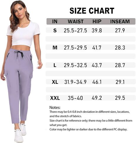 Women's Quick Dry Cargo Pants Water Resistant Hiking Pants Lightweight High Waisted Pants Zipper Pocket QYY24013 in Kuwait