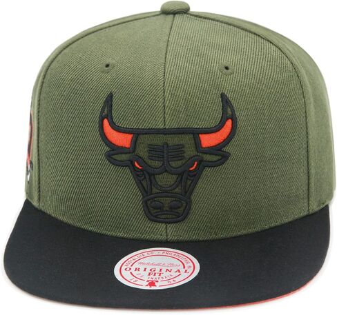 Mitchell & Ness Chicago Bulls NBA 40th Anniversary Snapback Hat Cap - Olive/Black/Orange Horns in Saudi Arabia