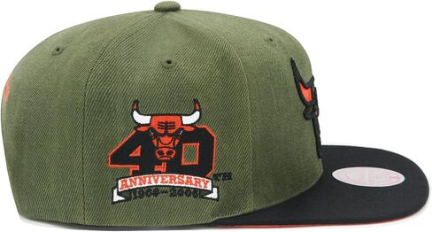 Mitchell & Ness Chicago Bulls NBA 40th Anniversary Snapback Hat Cap - Olive/Black/Orange Horns in Saudi Arabia