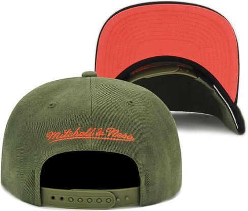 Mitchell & Ness Chicago Bulls NBA 40th Anniversary Snapback Hat Cap - Olive/Black/Orange Horns in Saudi Arabia