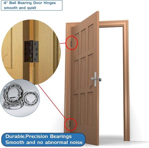 Door Hinges 4'' Ball Bearing Stainless Steel Heavy Duty Hinges 4 x 3 inch with Thickness 0.3cm Commercial Grade Door Hinges 3 Pack (Black) in Saudi Arabia