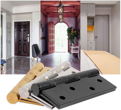 Door Hinges 4'' Ball Bearing Stainless Steel Heavy Duty Hinges 4 x 3 inch with Thickness 0.3cm Commercial Grade Door Hinges 3 Pack (Black) in Saudi Arabia
