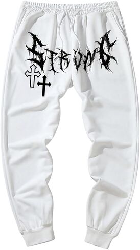 WDIRARA Men's Floral Letter Graphic Print Drawstring Waist Tie Front Sweatpants in Kuwait