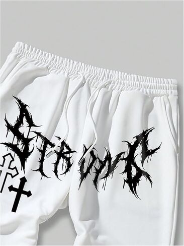 WDIRARA Men's Floral Letter Graphic Print Drawstring Waist Tie Front Sweatpants in Kuwait